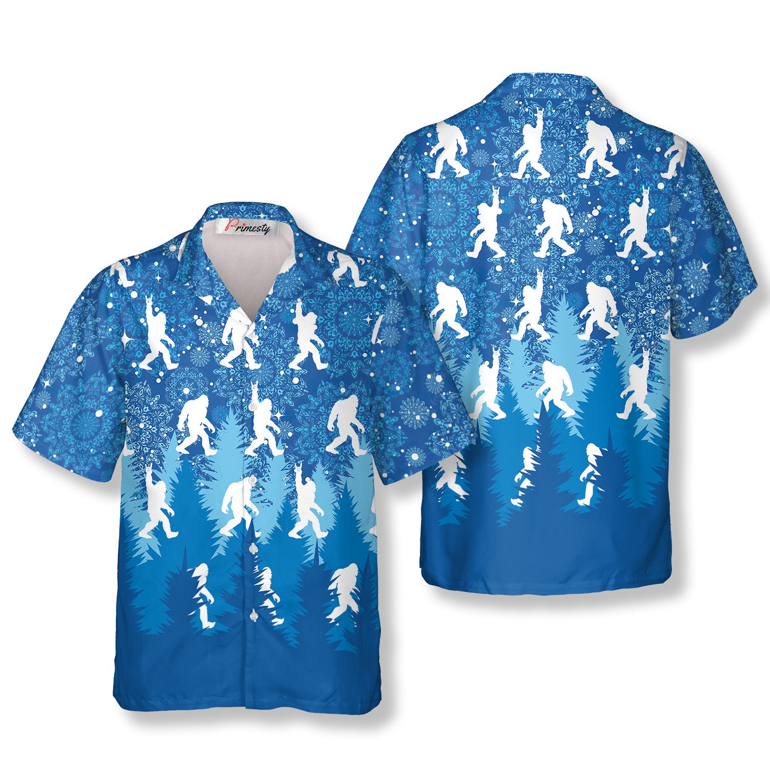 Snow Storm Bigfoot Hawaiian Shirts - Primesty