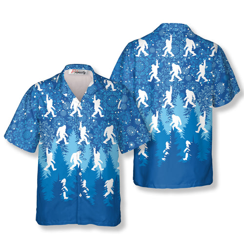 Snow Storm Bigfoot Hawaiian Shirts - Primesty