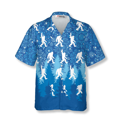Snow Storm Bigfoot Hawaiian Shirts