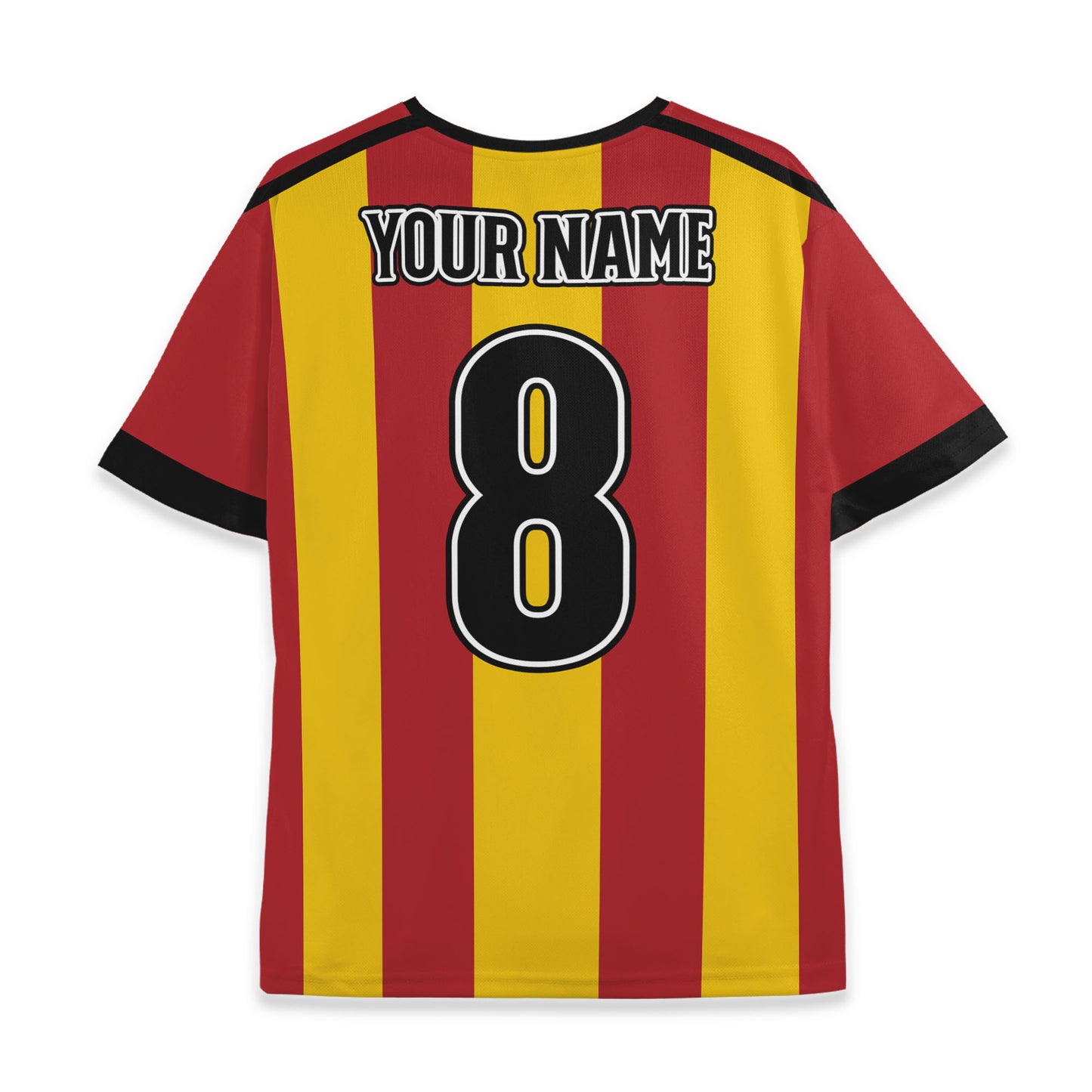 Custom Team Red and Mustard Yellow Bold Stripe Soccer Jersey