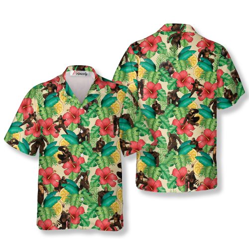 Summer Tropical Pattern Bigfoot Hawaiian Shirts For Men - Primesty