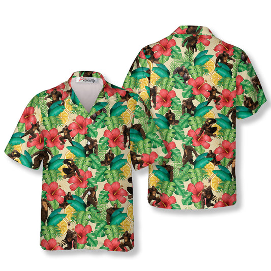 Summer Tropical Pattern Bigfoot Hawaiian Shirts For Men - Primesty