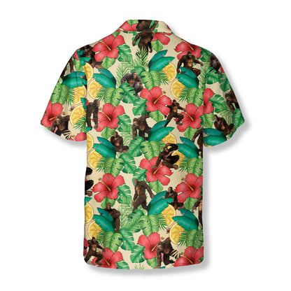 Summer Tropical Pattern Bigfoot Hawaiian Shirts For Men