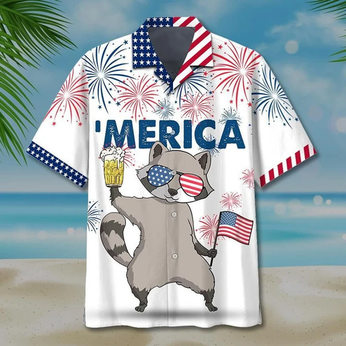 Swag Raccoon Watercolor Design Hawaiian Shirt HO1973
