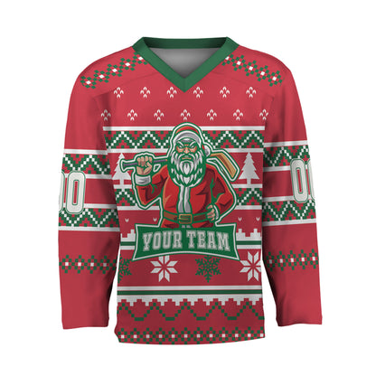 Custom Logo Red Ugly Pattern Team Hockey Jersey