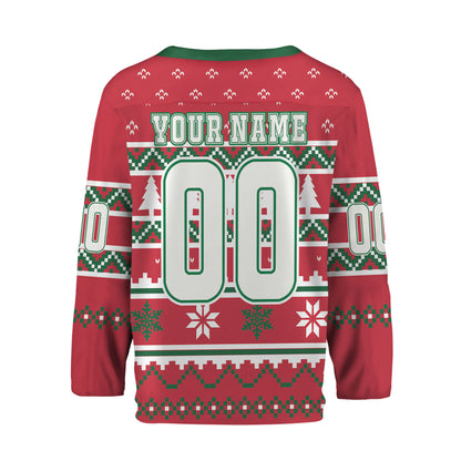 Custom Logo Red Ugly Pattern Team Hockey Jersey