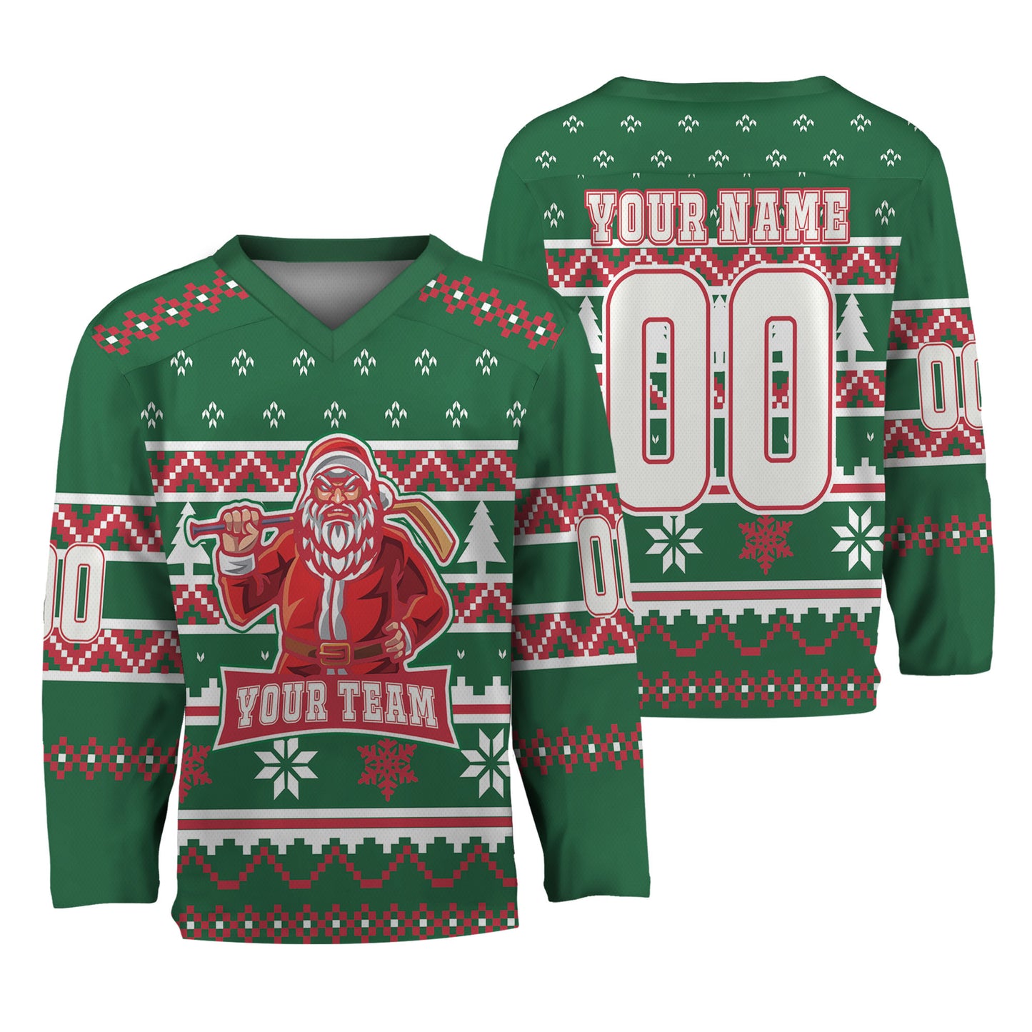 Custom Logo Green Ugly Pattern Team Hockey Jersey