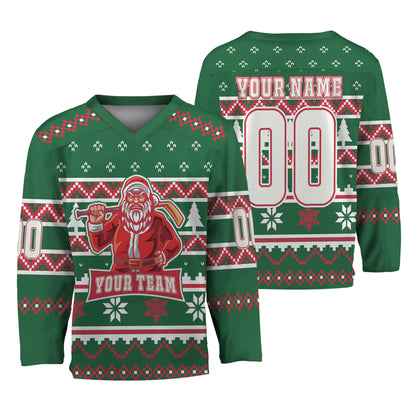Custom Logo Green Ugly Pattern Team Hockey Jersey