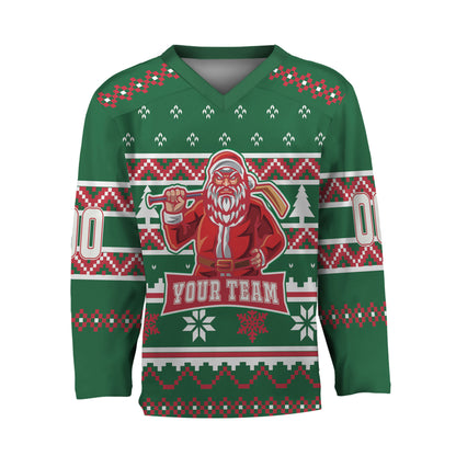 Custom Logo Green Ugly Pattern Team Hockey Jersey