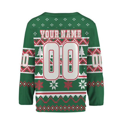 Custom Logo Green Ugly Pattern Team Hockey Jersey