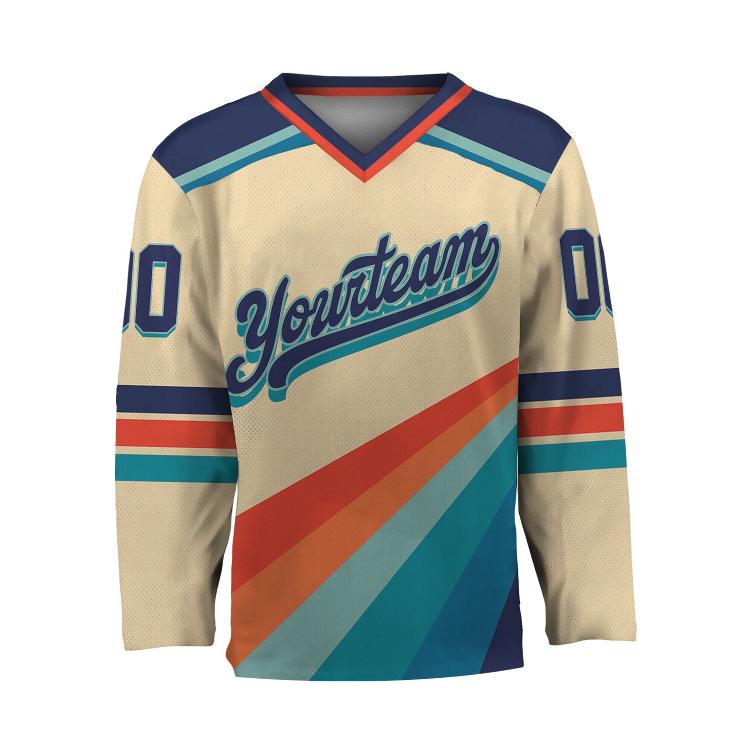 Custom Retro Vintage 80s Mix Beige Hockey Jersey
