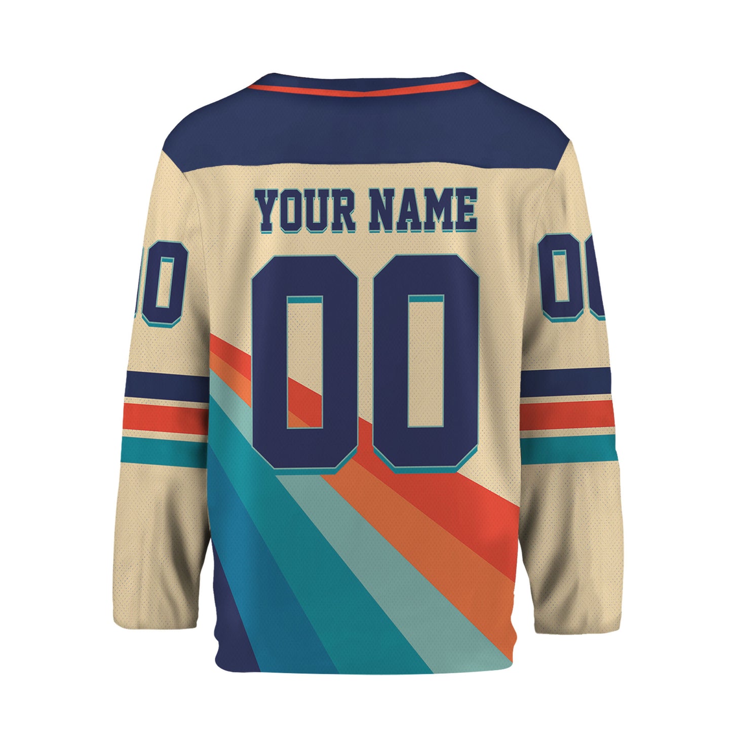 Custom Retro Vintage 80s Mix Beige Hockey Jersey