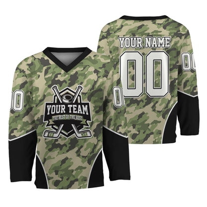 Custom Camouflage Green Hockey Jersey