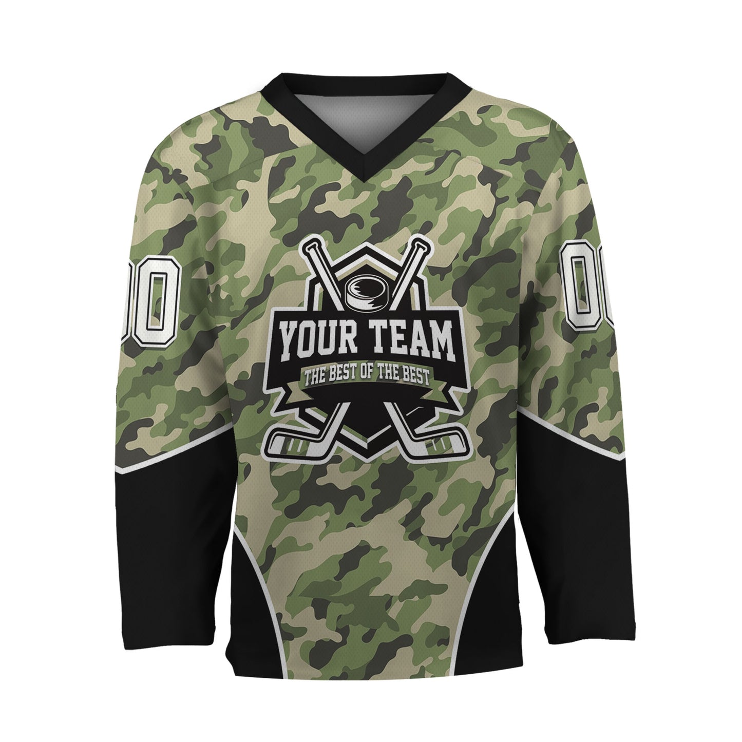 Custom Camouflage Green Hockey Jersey