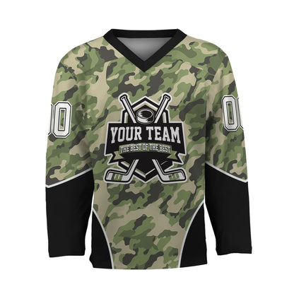 Custom Camouflage Green Hockey Jersey