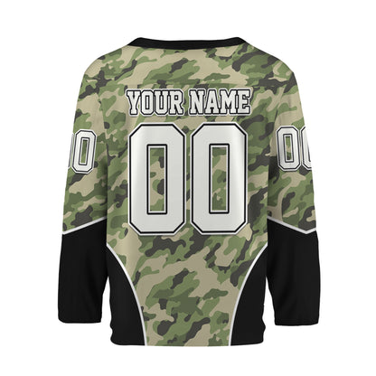 Custom Camouflage Green Hockey Jersey