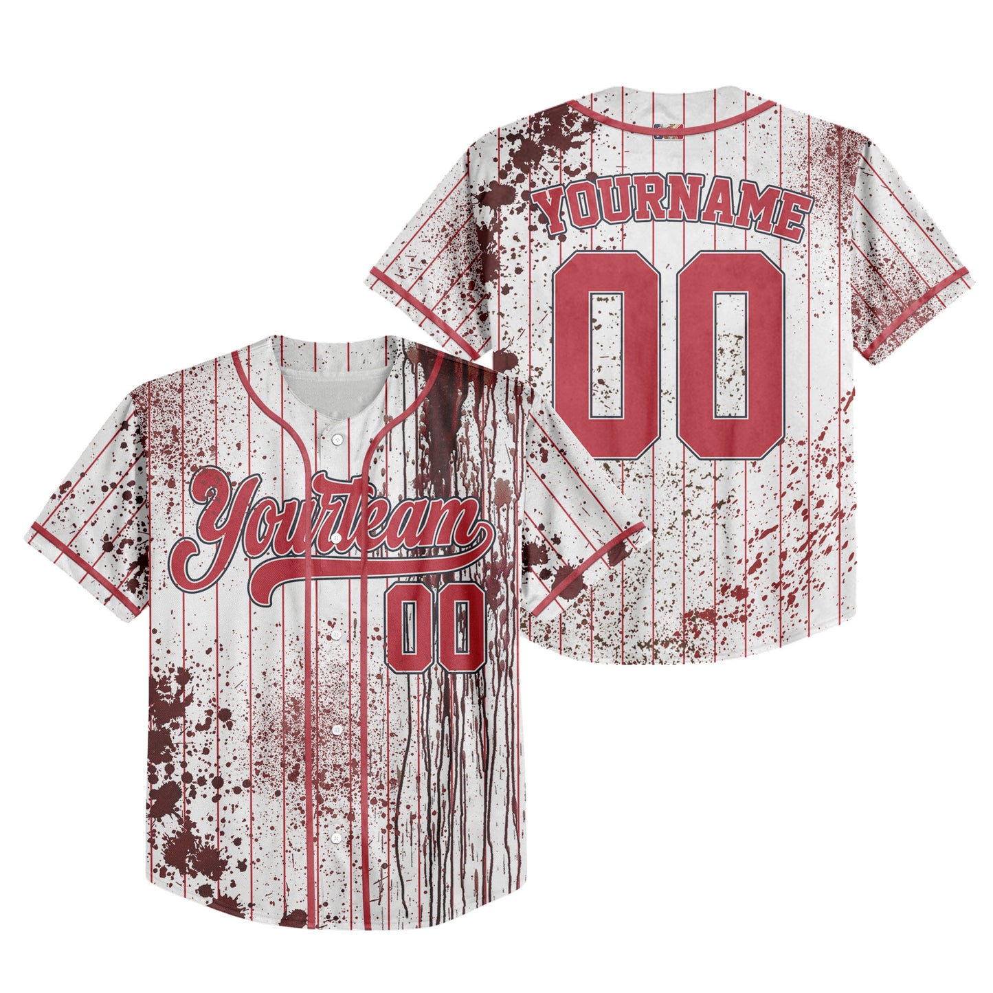 Custom Halloween Zombie Blood Red Baseball Jersey