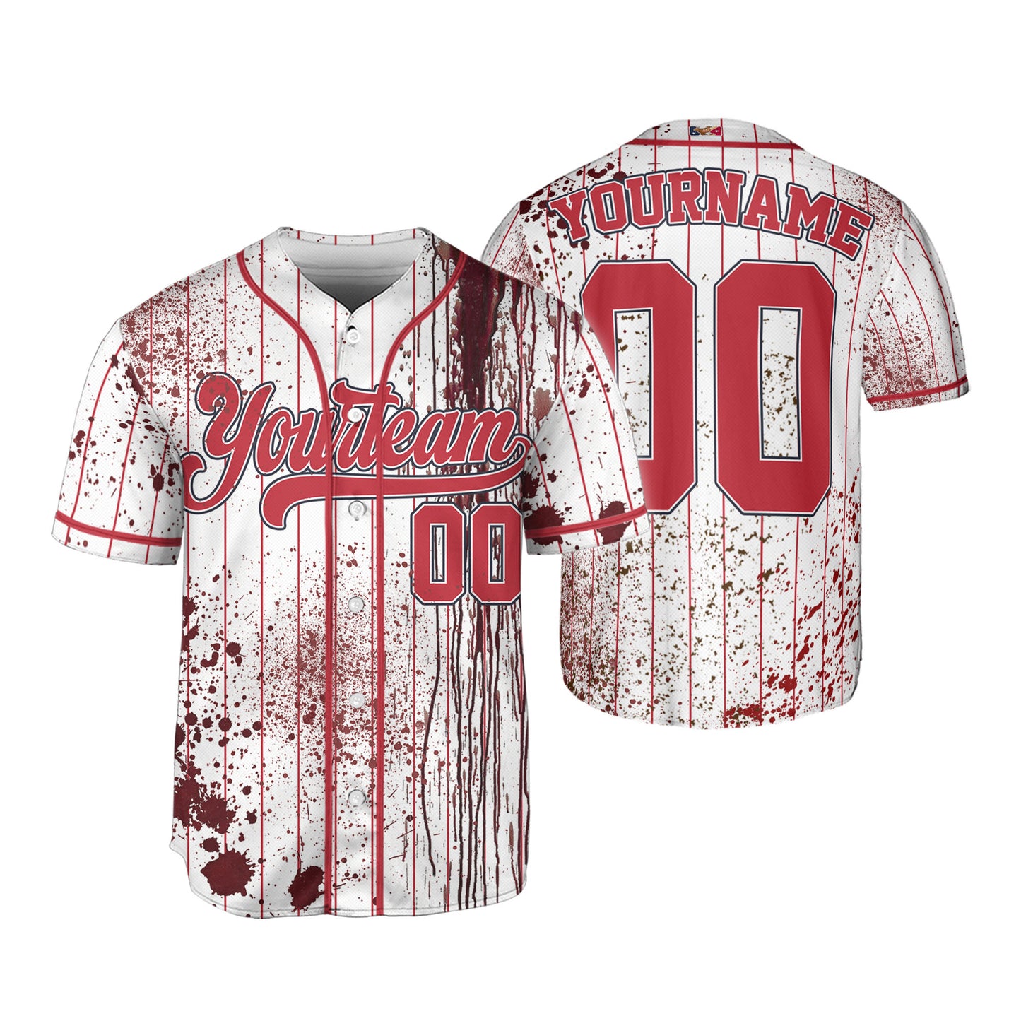 Custom Halloween Zombie Blood Red Baseball Jersey