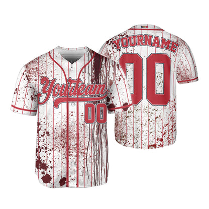 Custom Halloween Zombie Blood Red Baseball Jersey