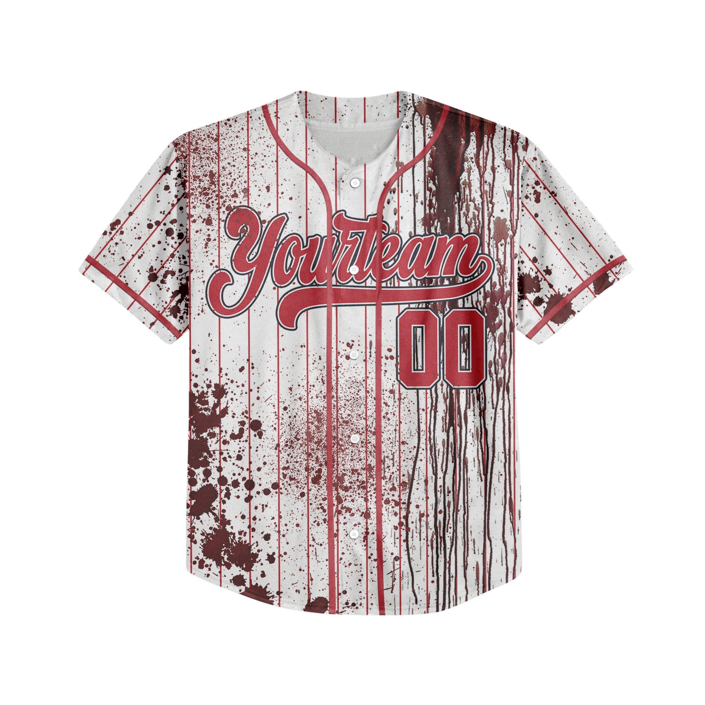 Custom Halloween Zombie Blood Red Baseball Jersey