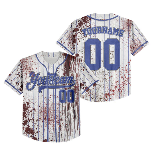 Custom Halloween Zombie Blood Blue Baseball Jersey