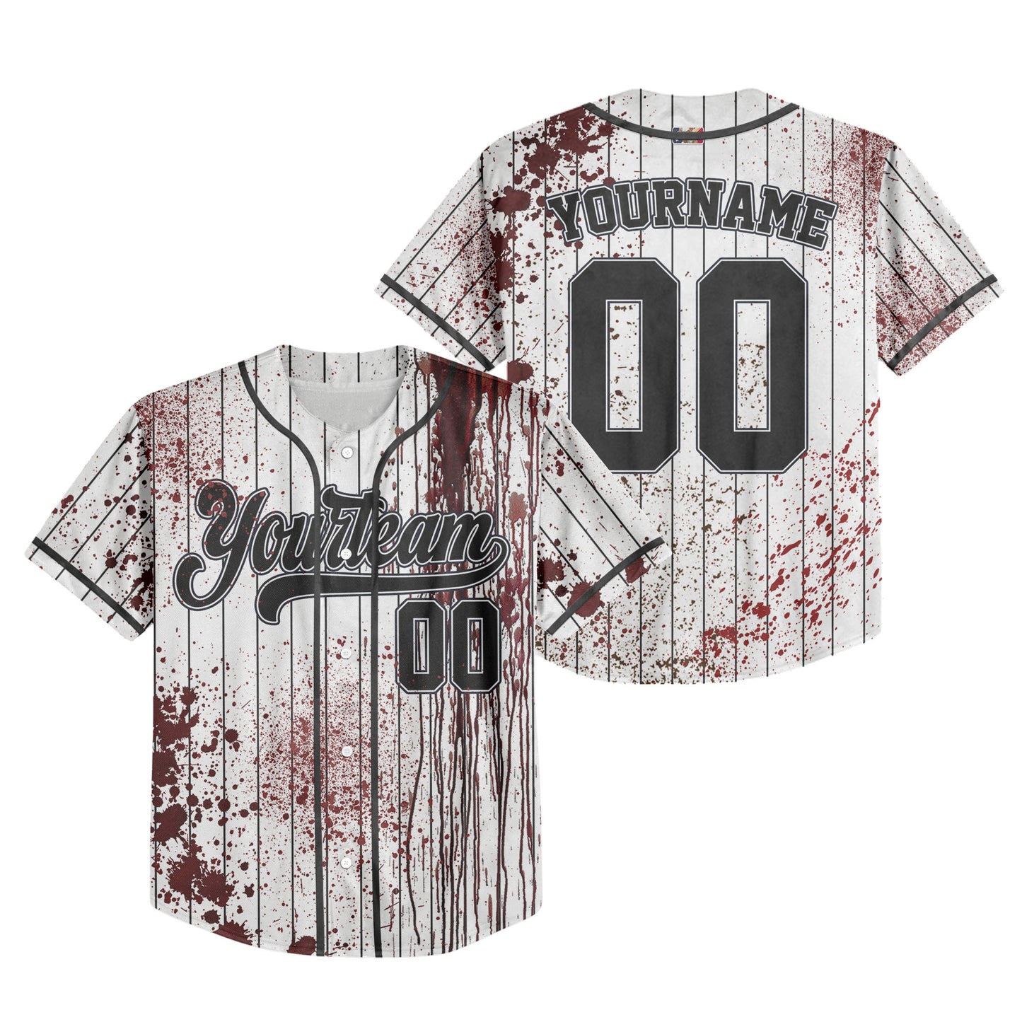Custom Halloween Zombie Blood Black Baseball Jersey