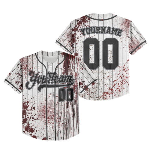 Custom Halloween Zombie Blood Black Baseball Jersey