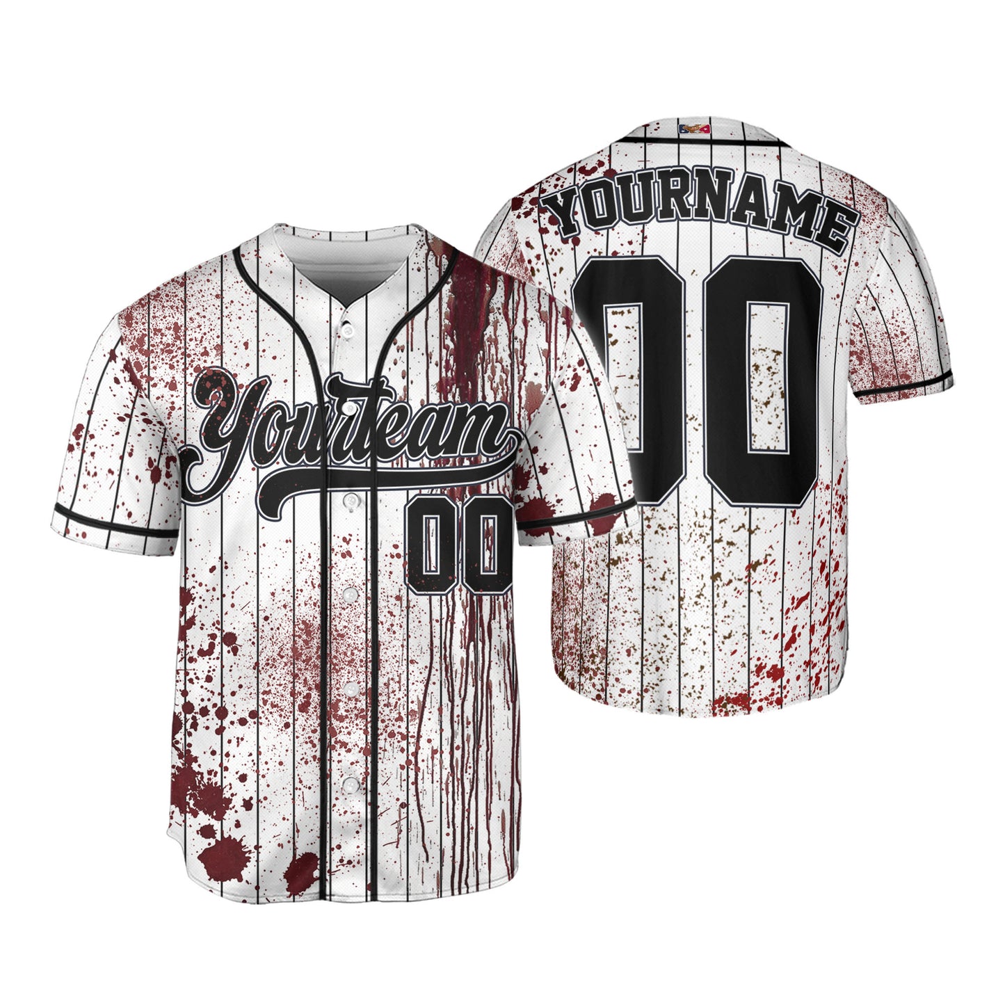 Custom Halloween Zombie Blood Black Baseball Jersey