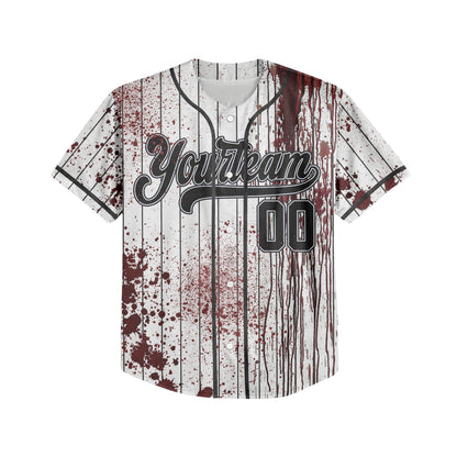 Custom Halloween Zombie Blood Black Baseball Jersey