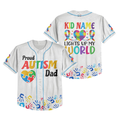 Custom Proud Autism Dad Baseball Jersey
