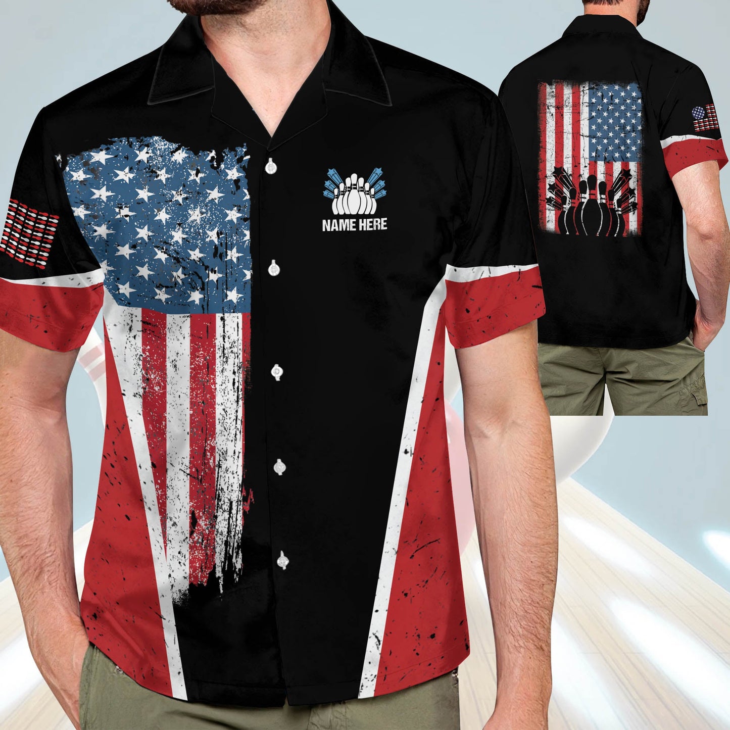 USA Bowling Flag Hawaiian Shirt HB0012