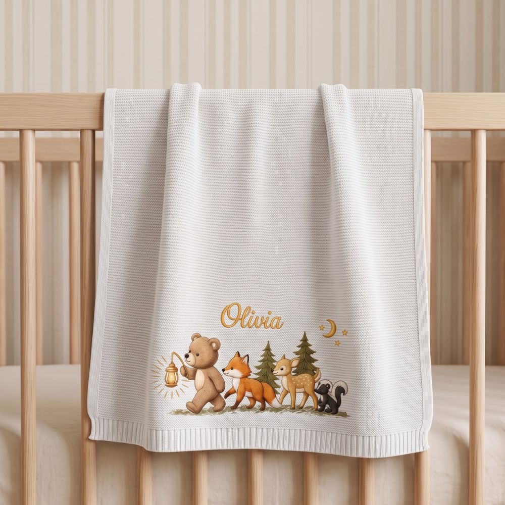 Personalized Embroidered Animal Baby Blanket