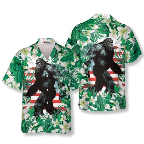 Tropical Leaves Bigfoot Hawaiian Shirts For Men - Primesty