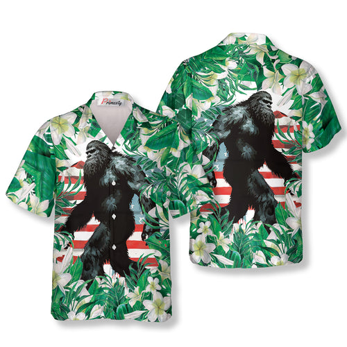Tropical Leaves Bigfoot Hawaiian Shirts For Men - Primesty