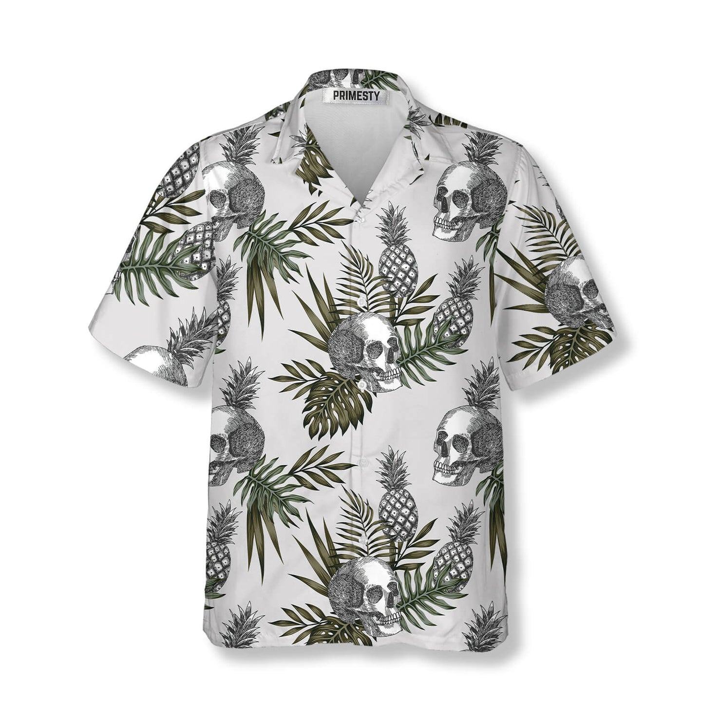 Tropical Pineapple Skull Shirts for Men Skull Hawaiian Shirt