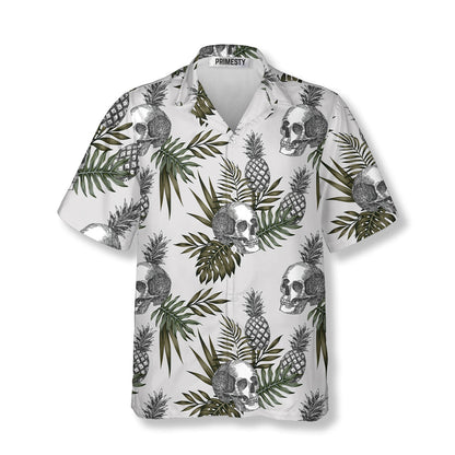 Tropical Pineapple Skull Shirts for Men Skull Hawaiian Shirt