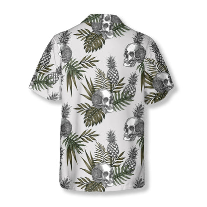 Tropical Pineapple Skull Shirts for Men Skull Hawaiian Shirt
