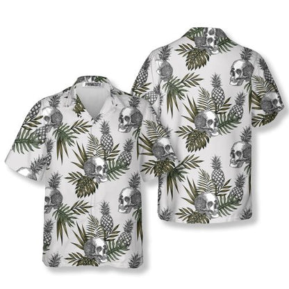 Tropical Pineapple Skull Shirts for Men Skull Hawaiian Shirt - Primesty