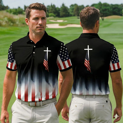 USA Flag Hawaiian Shirt Cross Patriotic American Faith Shirt