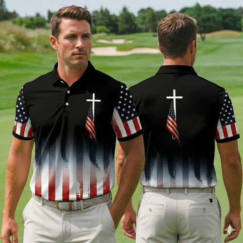 USA Flag Hawaiian Shirt Cross Patriotic American Faith Shirt
