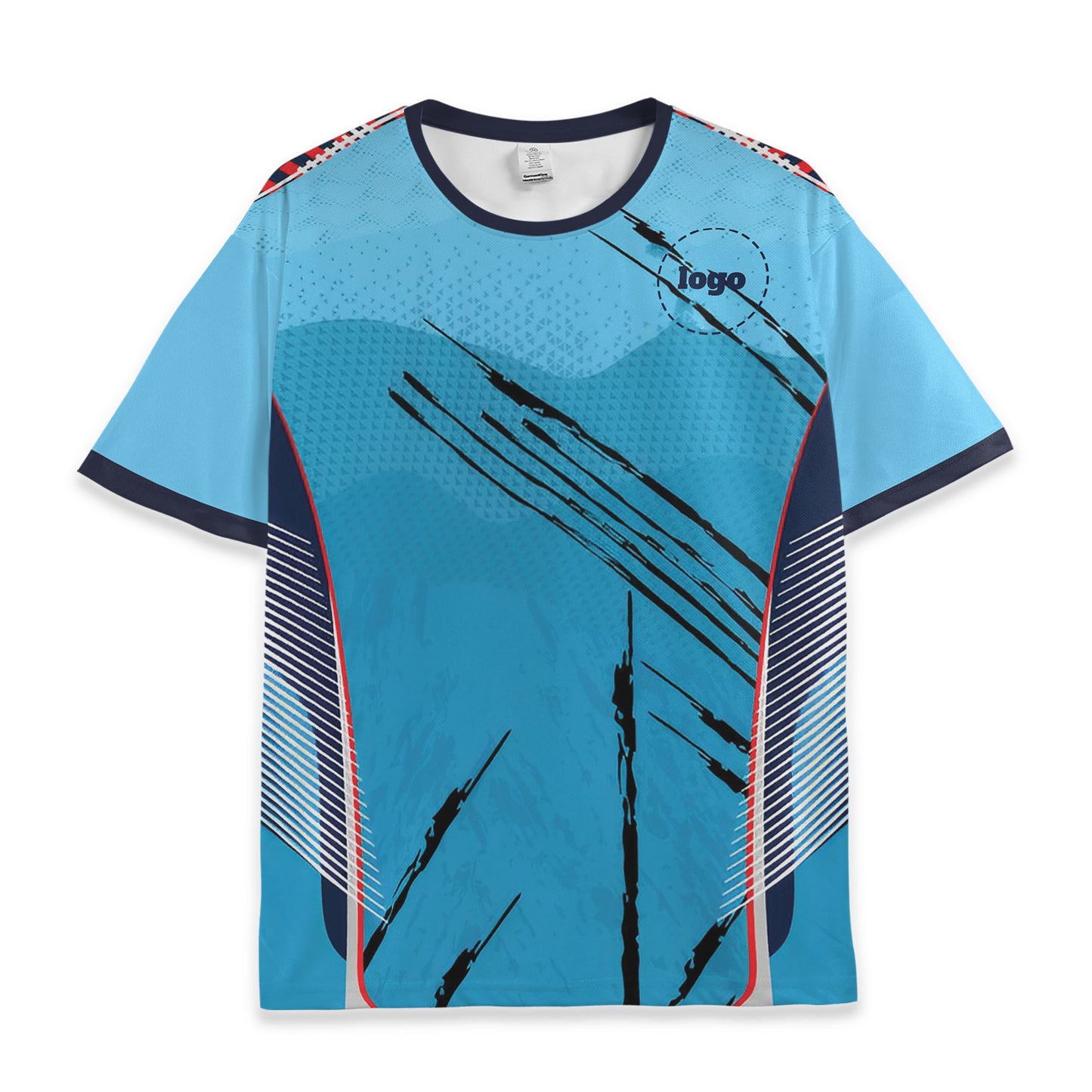 Custom Team Retro Blue Pattern Soccer Jersey