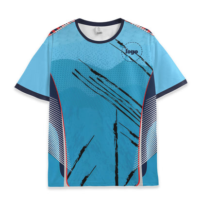 Custom Team Retro Blue Pattern Soccer Jersey