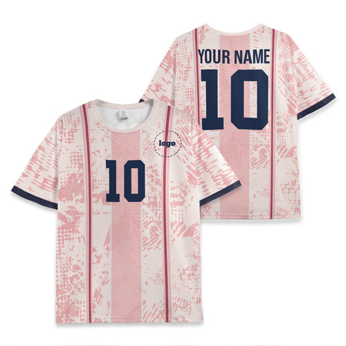 Custom Team Pink Retro Pattern Soccer Jersey