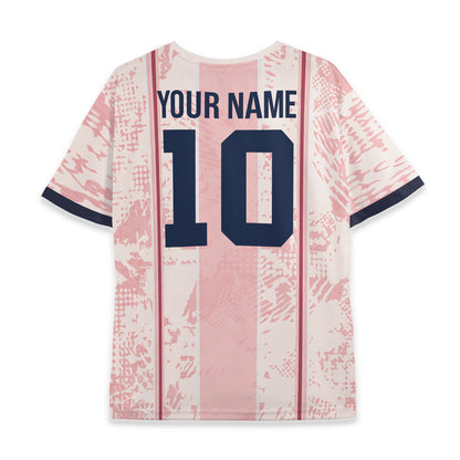 Custom Team Pink Retro Pattern Soccer Jersey