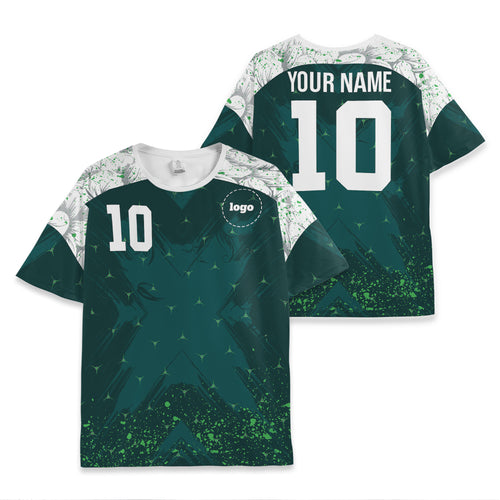 Custom Team Green Retro Pattern Soccer Jersey