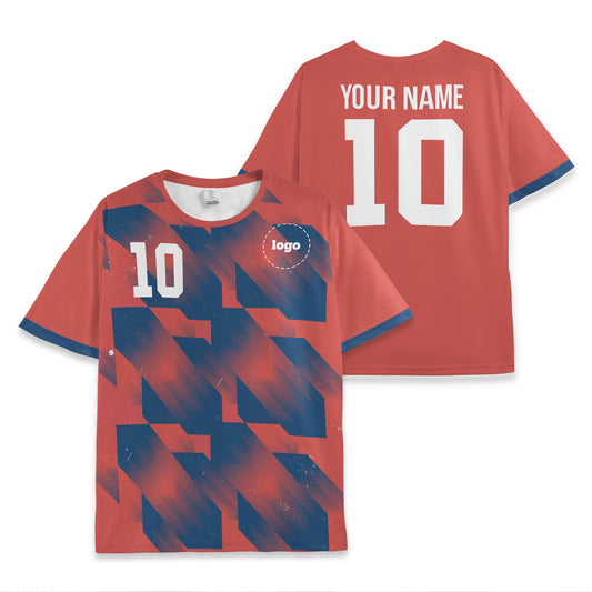 Custom Team Orange and Navy Pattern Soccer Jersey