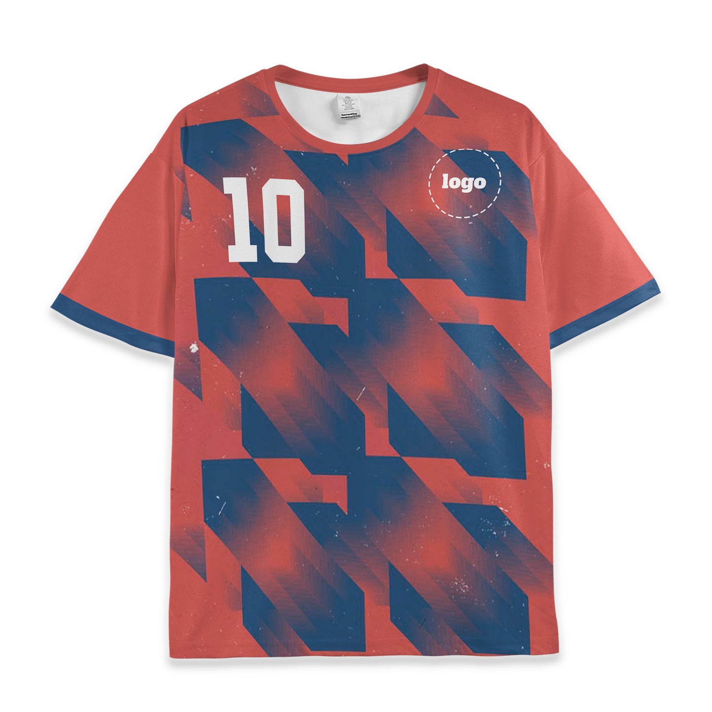 Custom Team Orange and Navy Pattern Soccer Jersey