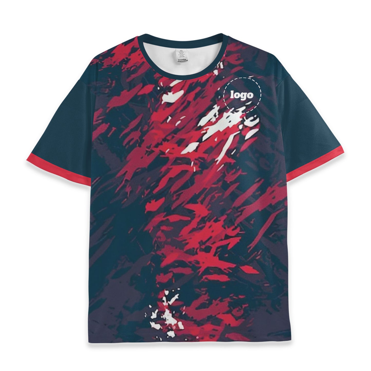 Custom Team Red and Navy Pattern Soccer Jersey