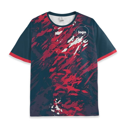 Custom Team Red and Navy Pattern Soccer Jersey