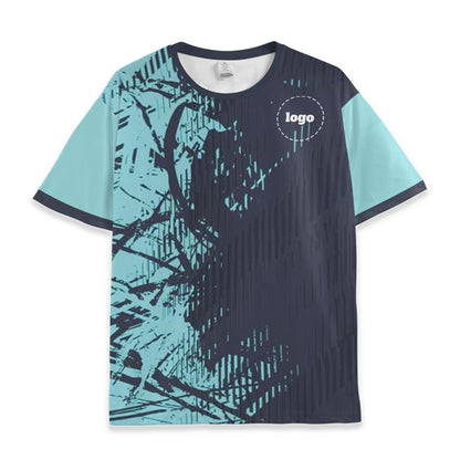 Custom Team Light Blue and Black Pattern Soccer Jersey